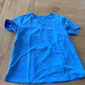 Figs ceil blue one pocket scrub top
